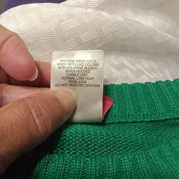 Disney Mickey Mouse Santa Sweater Top Christmas Holiday Green Red White Size XL - Picture 3 of 7